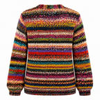 Women's Button-Front Cardigan with Multicolor Pattern