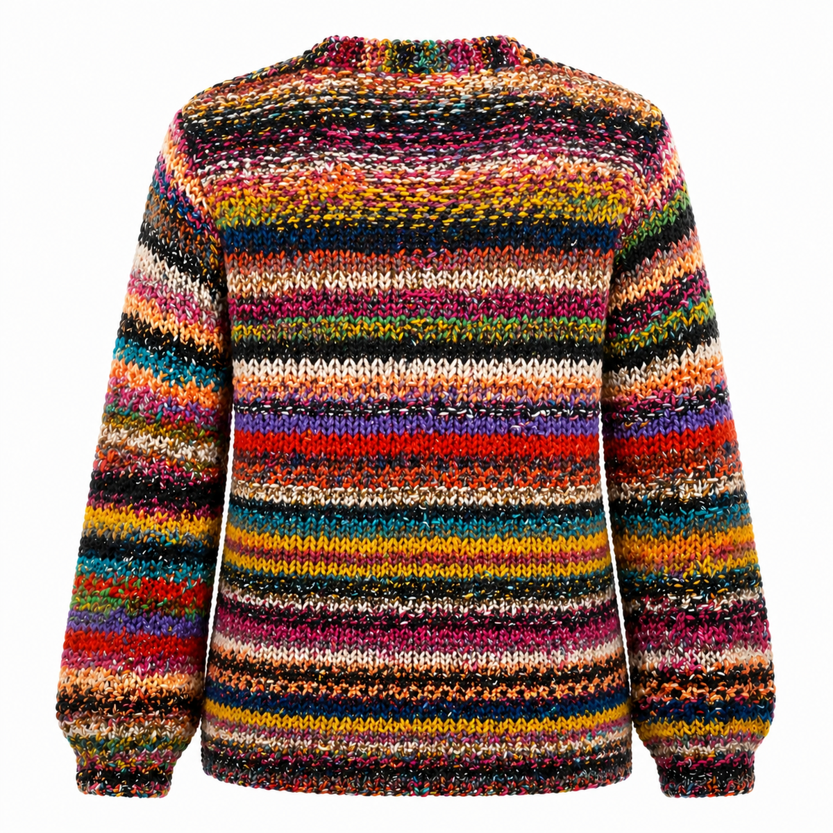 Women's Button-Front Cardigan with Multicolor Pattern
