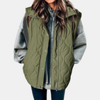 Women's Puffer Vest Quilted Zip Up Snap Button Sleeveless Coat