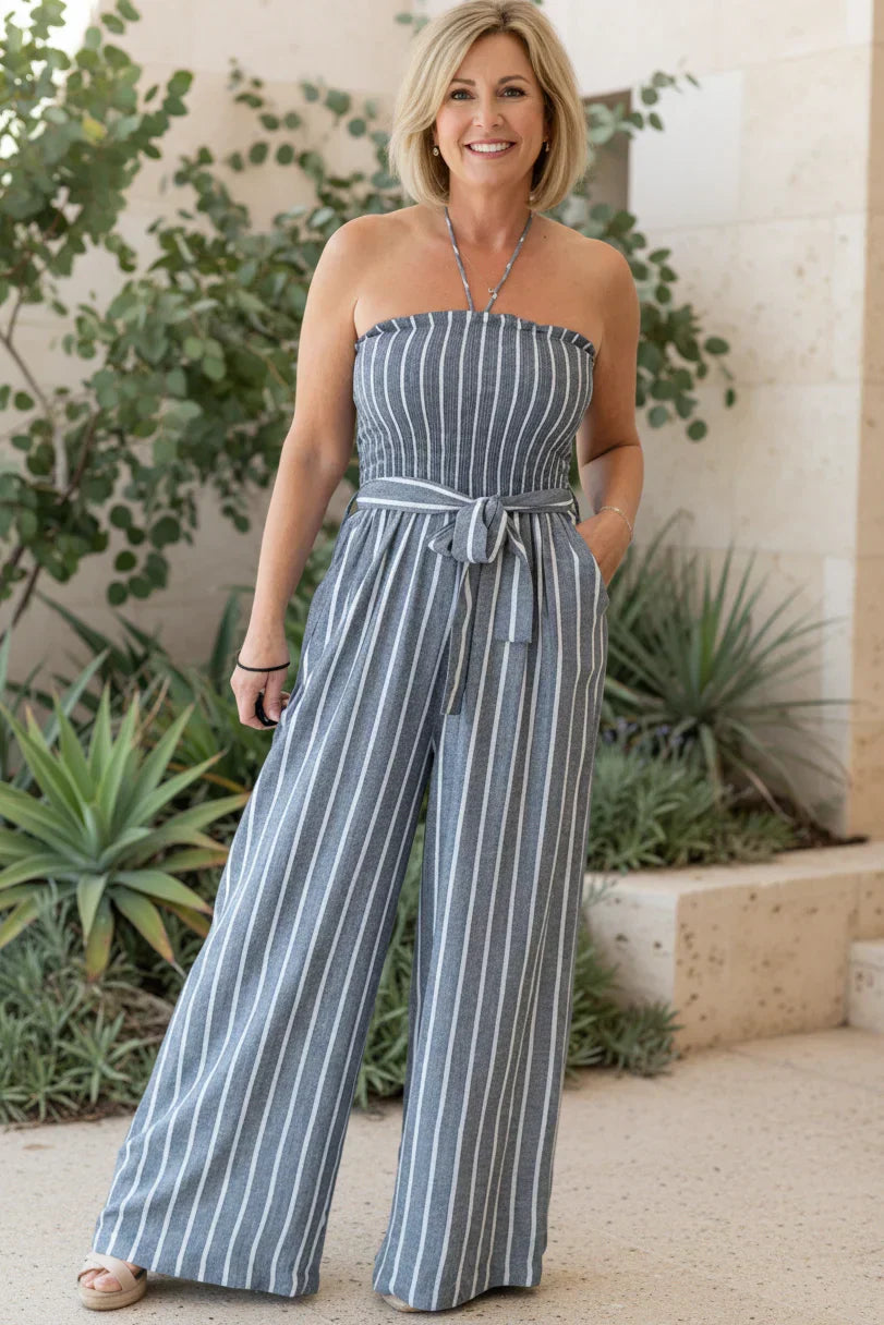 LEONORA – STRAPLESS WIDE-LEG JUMPSUIT