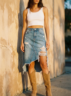 BLAKE – Relaxed High-Waist Denim Maxi Skirt