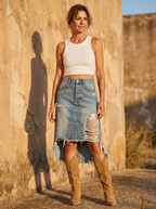 BLAKE – Relaxed High-Waist Denim Maxi Skirt