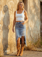 BLAKE – Relaxed High-Waist Denim Maxi Skirt